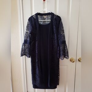 Maya Brooke Womens laces Jacket  with Flare sleeves Dress decorative neck.